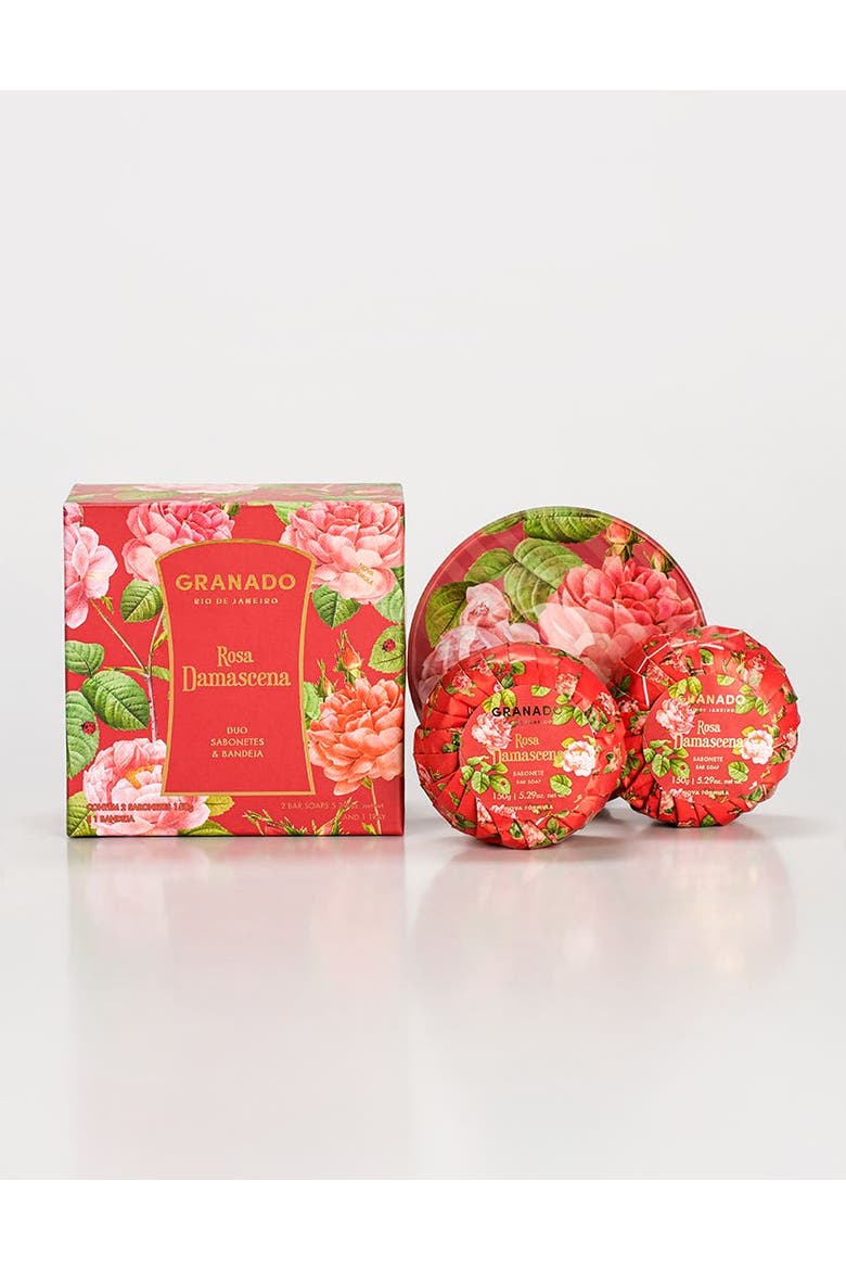 Rosa Damascena Bar Soap Duo & Glass Tray Kit, Alternate, color, Clear