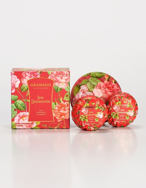Rosa Damascena Bar Soap Duo & Glass Tray Kit