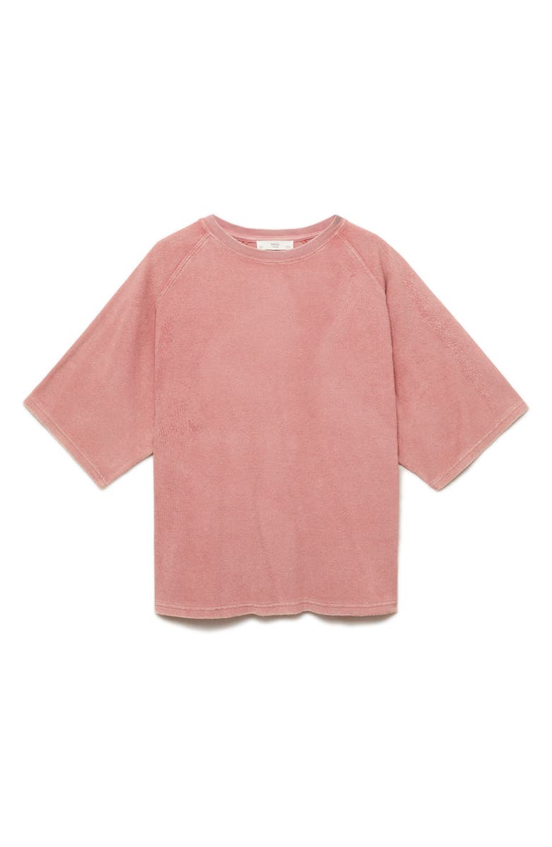 MANGO Cotton Blend Terry T-Shirt, Main, color, Pink