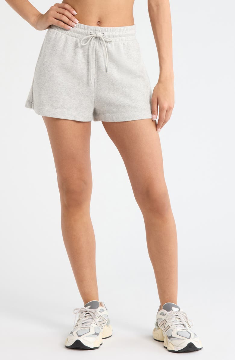 Zella Go Easy French Terry Shorts, Main, color, Grey Light Heather