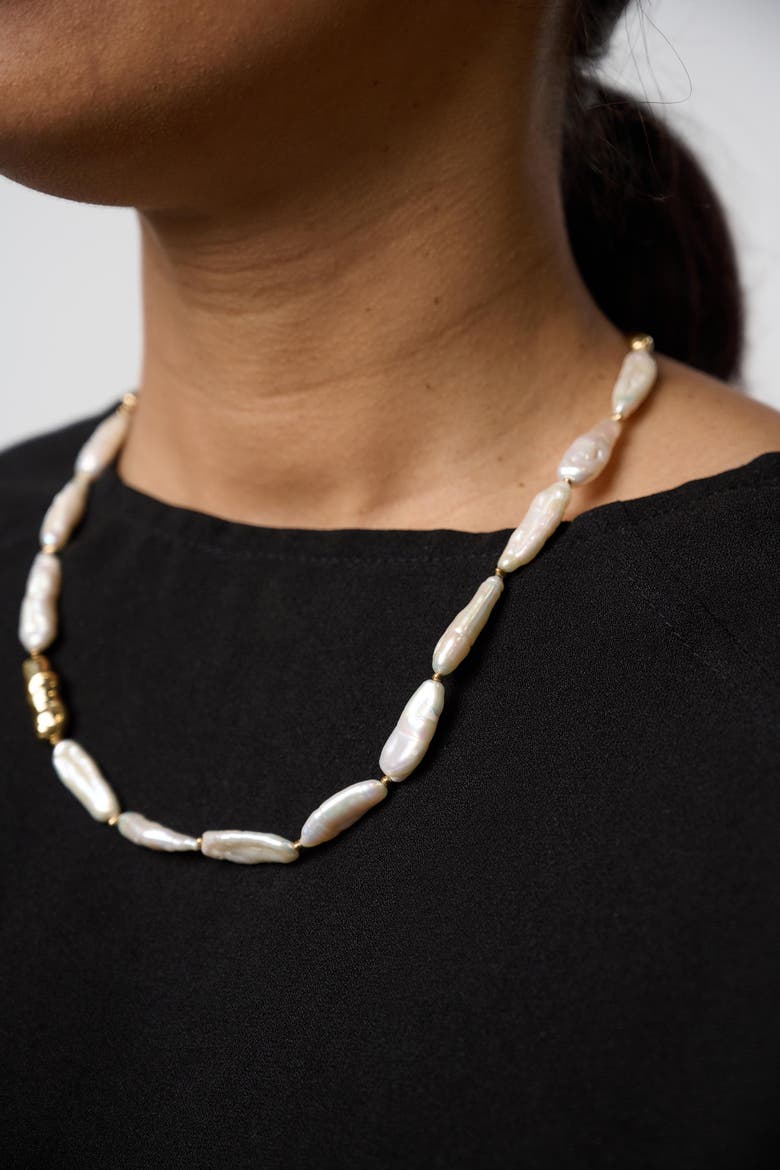 Baroque Pearl Necklace, Alternate, color, Gold