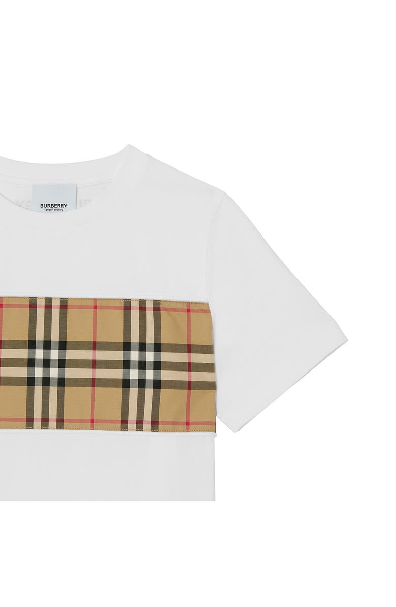 Burberry Kids' Cedar Check Panel Cotton T-Shirt, Alternate, color,
