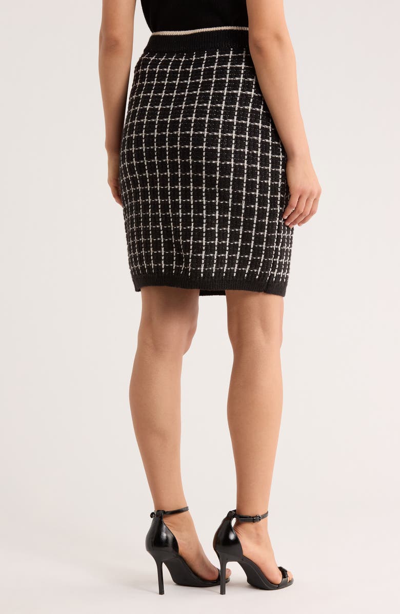 Ellen Tracy Plaid Stitch Skirt, Alternate, color, Black Check