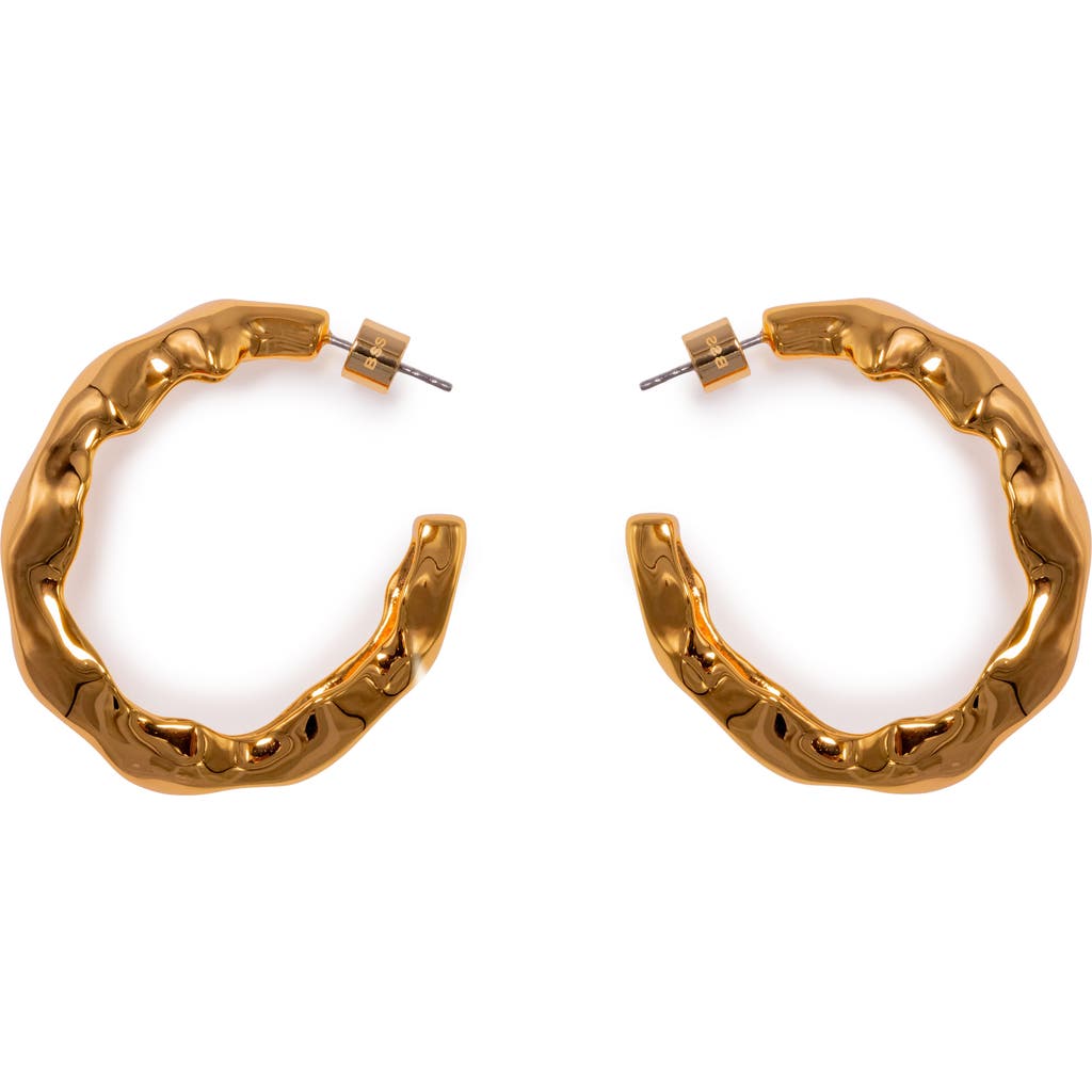 Black Suede Studio Las Hoop Earrings In Gold