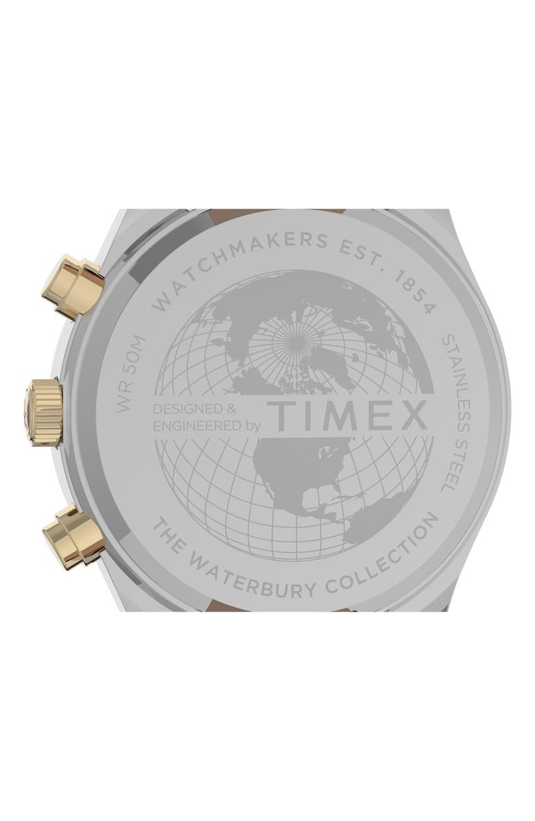 Timex<sup>®</sup> Waterbury Chronograph Leather Strap Watch, 42mm, Alternate, color, 