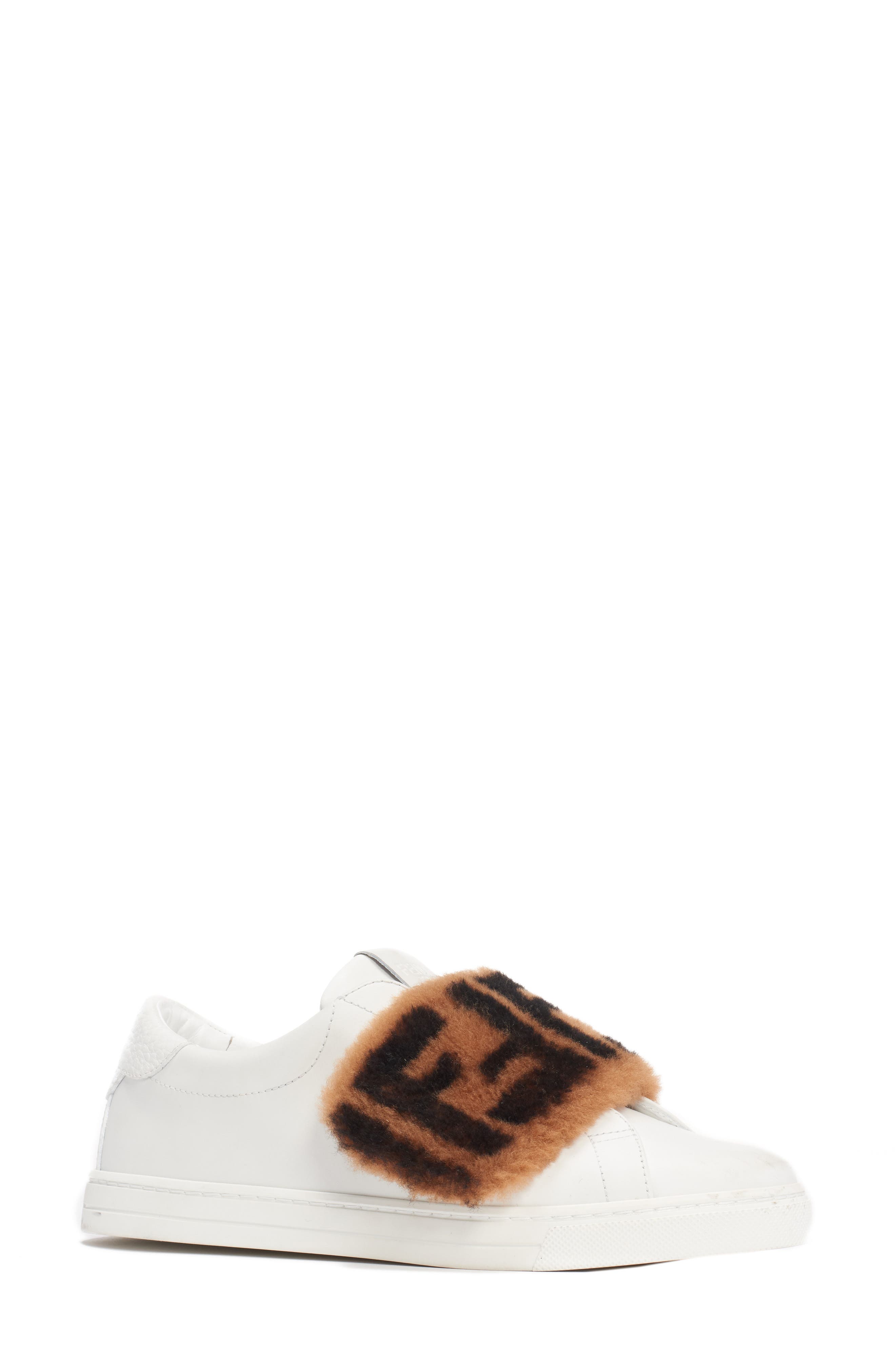 Fendi FF Genuine Shearling Slip-On Sneaker, Main, color, 