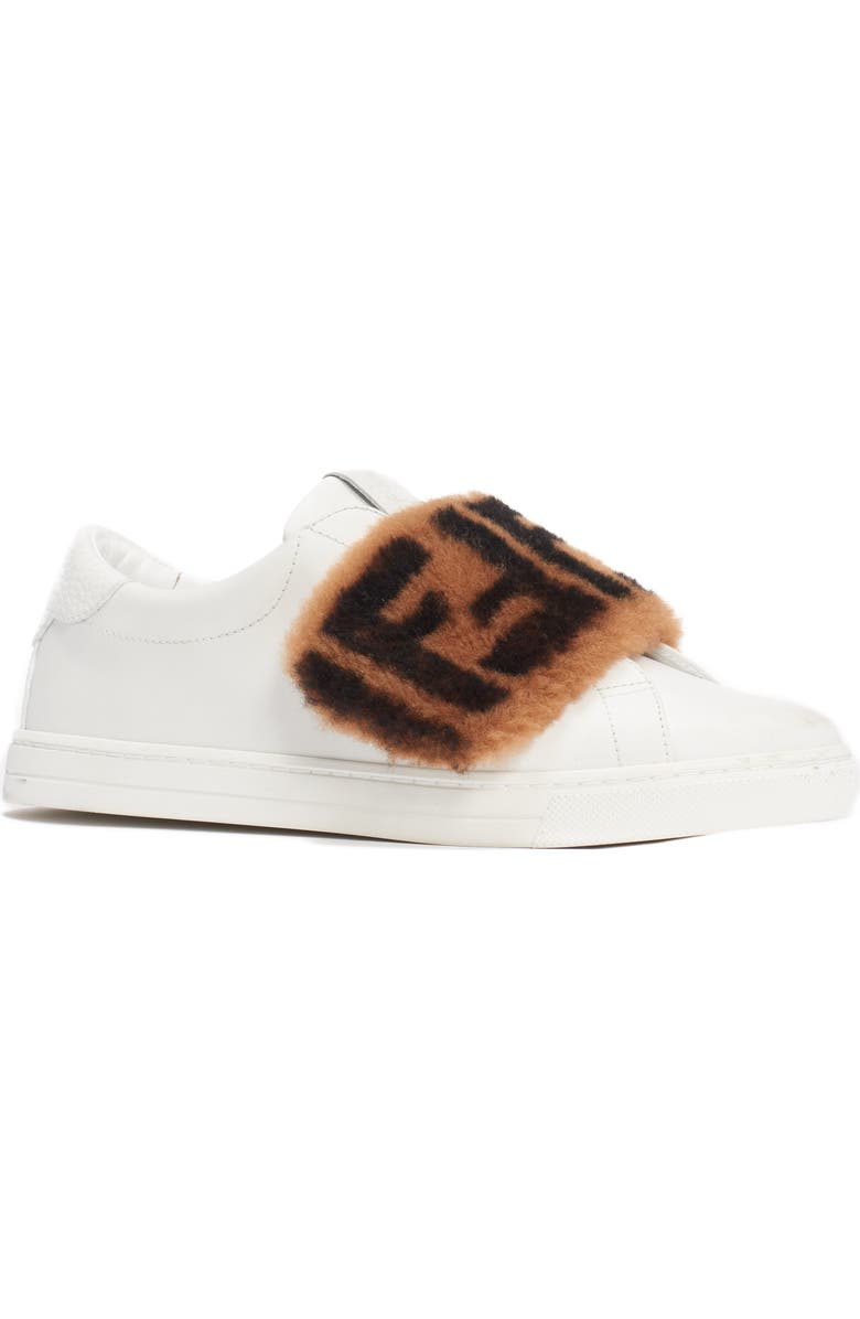 Fendi FF Genuine Shearling Slip-On Sneaker, Main, color,