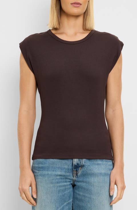 Joni Power Shoulder Rib Top
