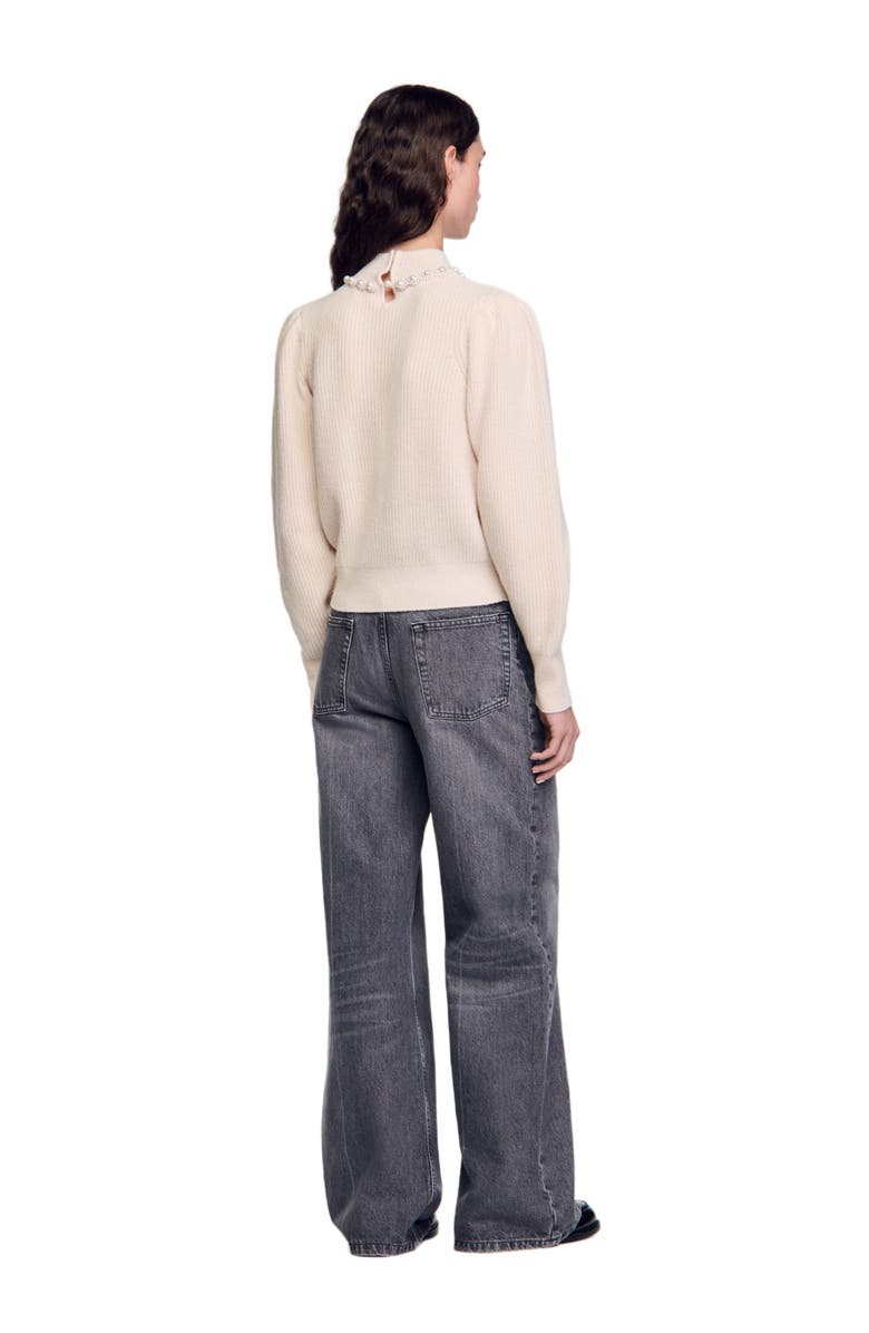 SANDRO Ribbed wool and cashmere sweater, Alternate, color, 