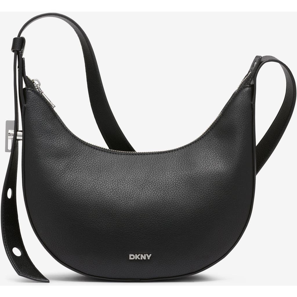 Dkny Bleeker Small Leather Crossbody In Black/silver