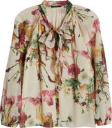 KOBI HALPERIN Galen Floral Tie Neck Chiffon Top