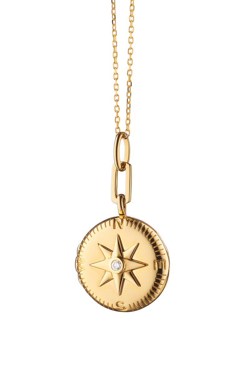 Monica Rich Kosann Adventure Compass Locket Necklace, Main, color, D.0.033 18Kyg