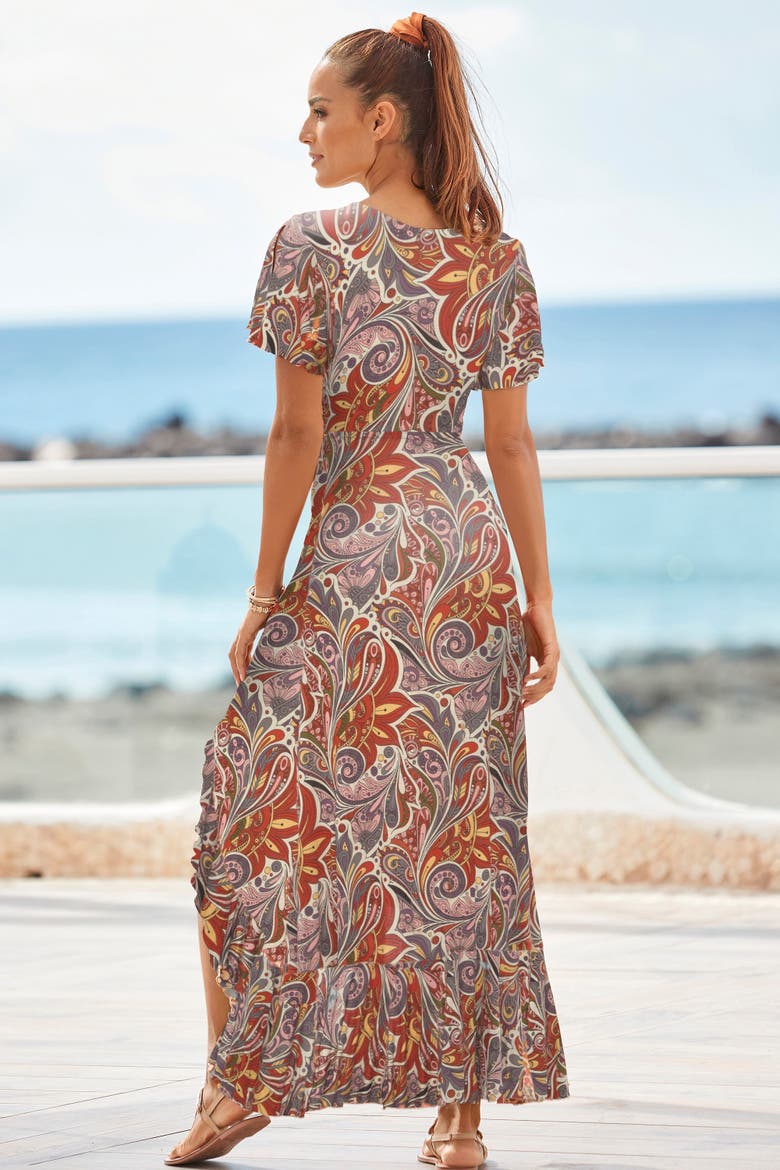 Printed Side Slit Maxi Dress, Alternate, color, Multi