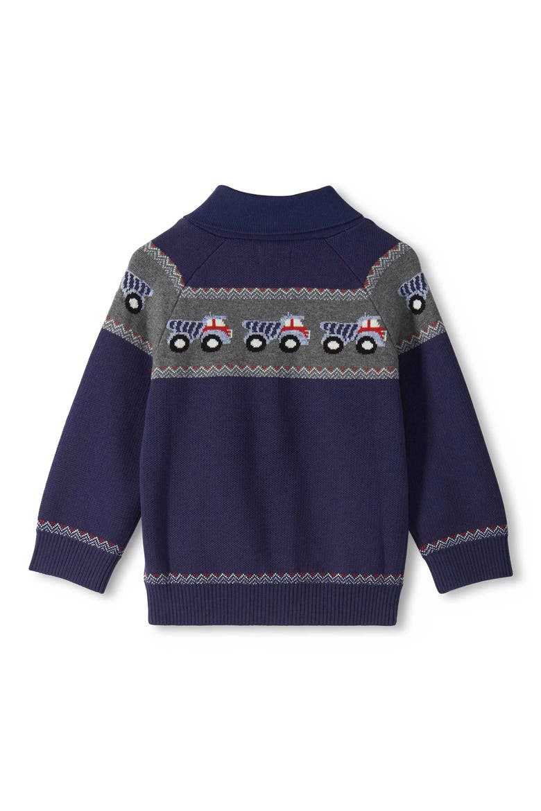 Kids' Trucks Shawl Collar Cardigan, Alternate, color, BLUE