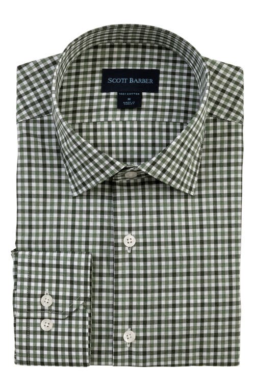 Scott Barber Regular Fit Gingham Cotton Button-up Shirt In Green