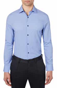 W.R.K Slim Fit Concentric Geo Print Recycled Performance Stretch Dress Shirt