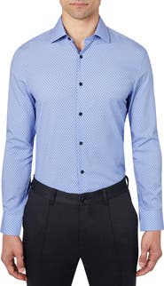 W.R.K Slim Fit Concentric Geo Print Recycled Performance Stretch Dress Shirt
