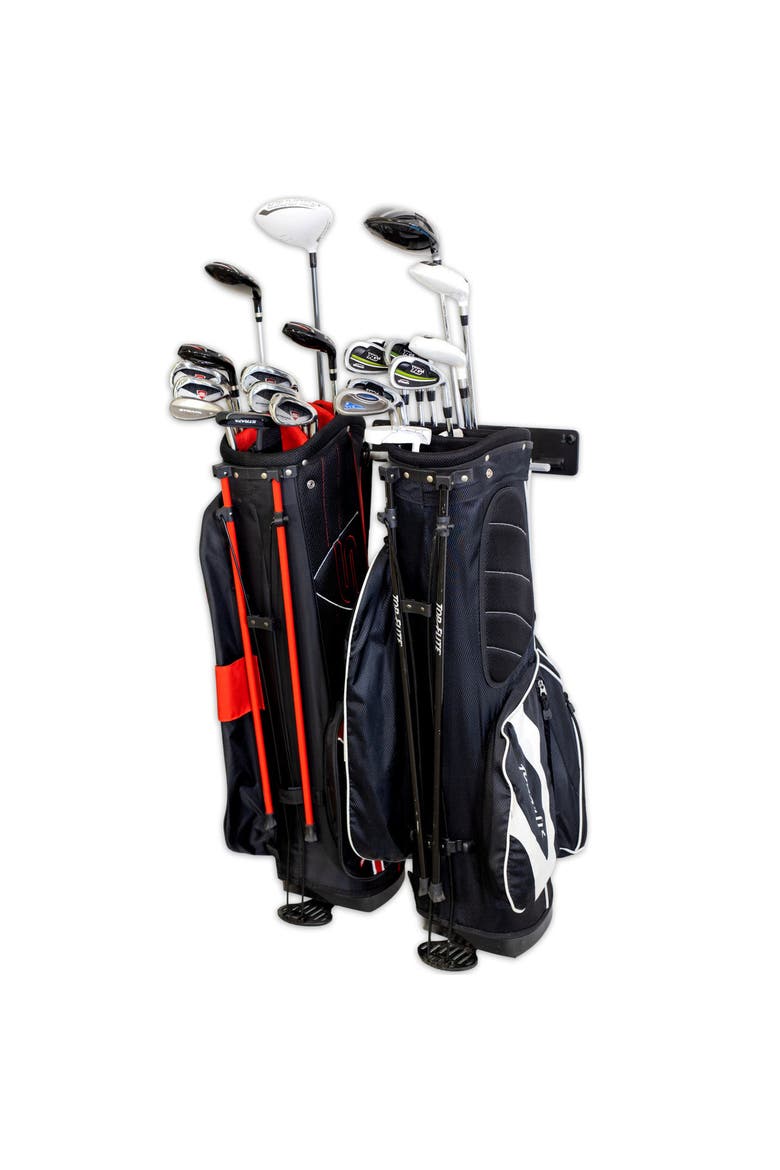Torrey Pines Golf Bag Storage Rack | Holds 2 Golf Bags, Main, color, Black