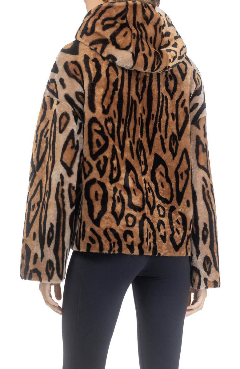 GORSKI Genuine Shearling Hooded Jacket, Reversible, Alternate, color, Ocelo Print/Gold