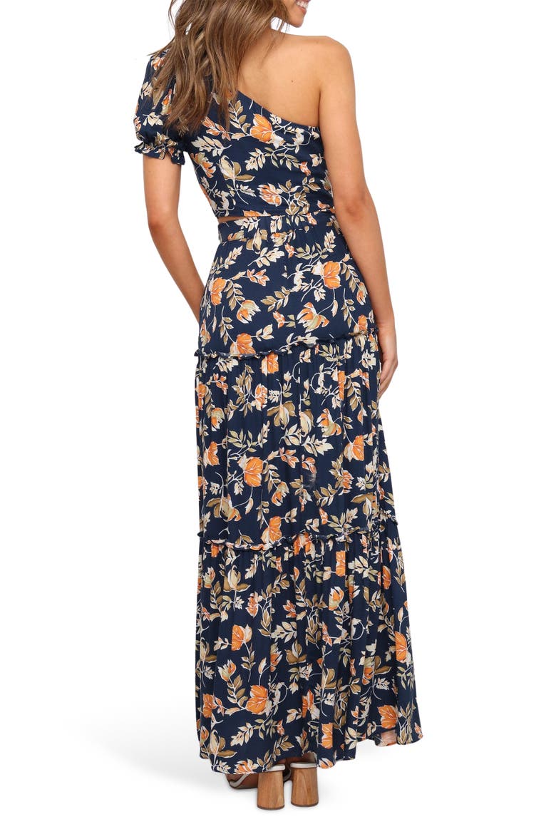 Deaville Floral Tiered Maxi Skirt, Alternate, color, NAVY