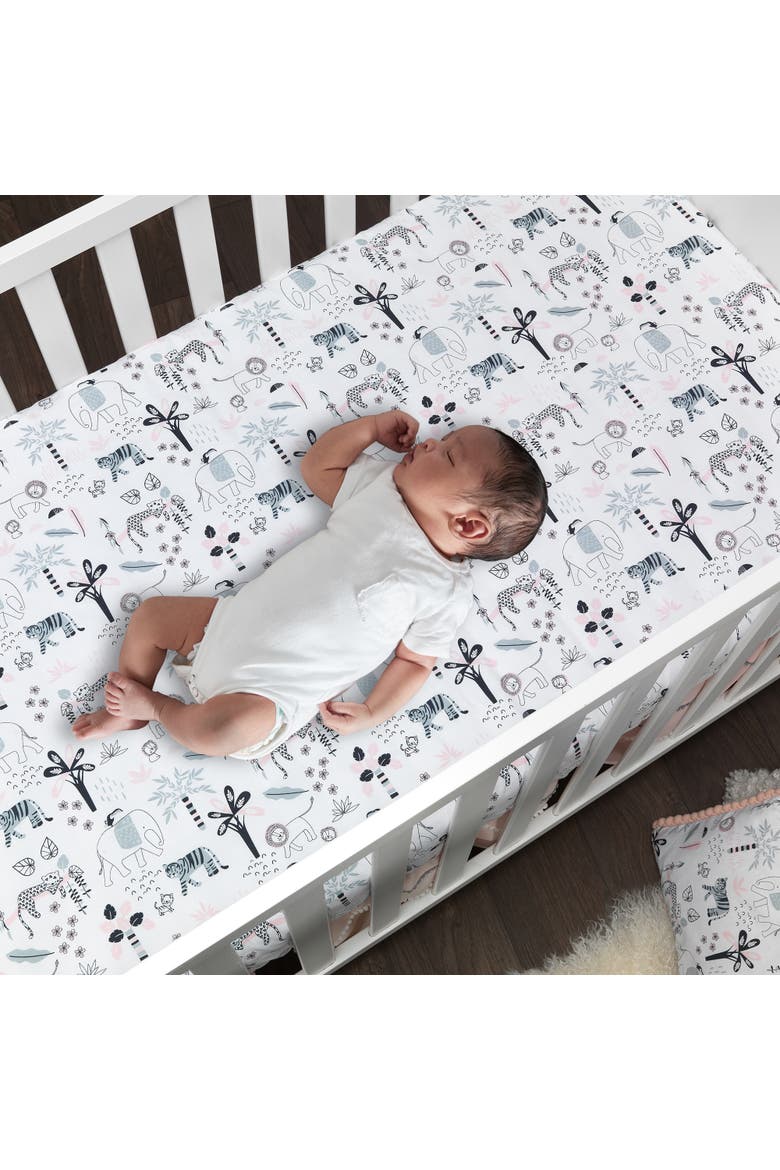 Happy Jungle Safari Nursery 5-Piece Crib Bedding Set, Alternate, color, Pink
