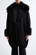 Herno Faux Fur Trim Wool Blend Velour Coat