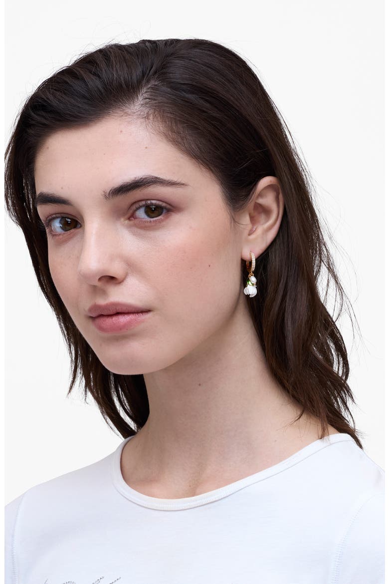 Rooted Daisy Drop Hoop Earrings, Alternate, color, GOLD/ MULTI
