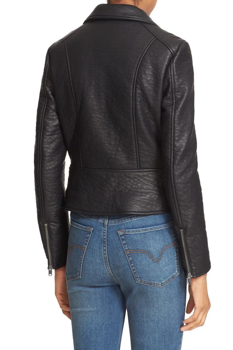 'Soho' Faux Leather Moto Jacket, Alternate, color, BLACK