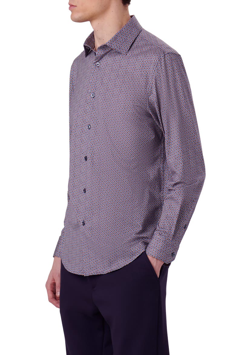 James OoohCotton® Coin Dot Print Button-Up Shirt, Alternate, color, PURPLE/ BURGUNDY