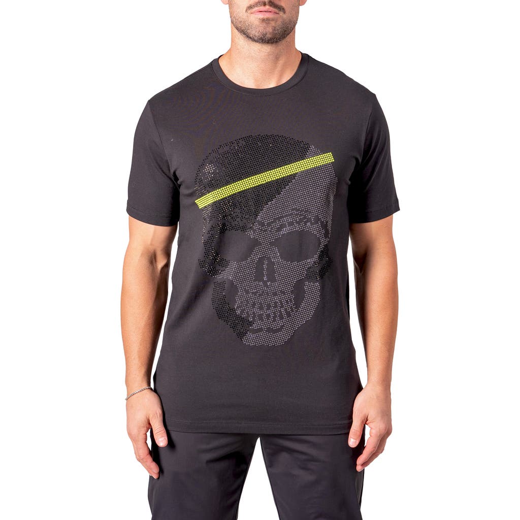 Maceoo Pixel Skull Graphic T-shirt In Gray
