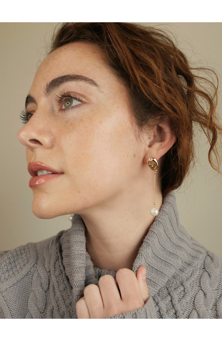 Petit Moments Kylie Imitation Pearl Linnear Drop Earrings, Alternate, color,