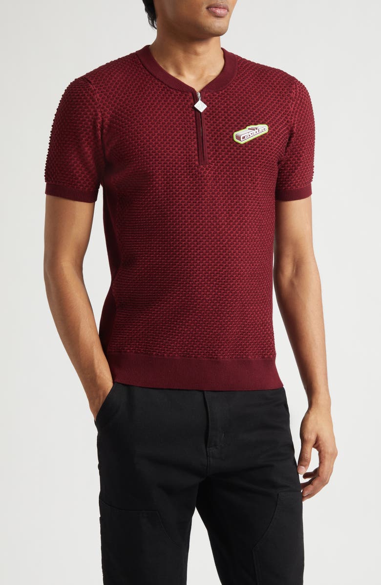 Casablanca Bubble Jacquard Quarter Zip Polo, Main, color, Burgundy