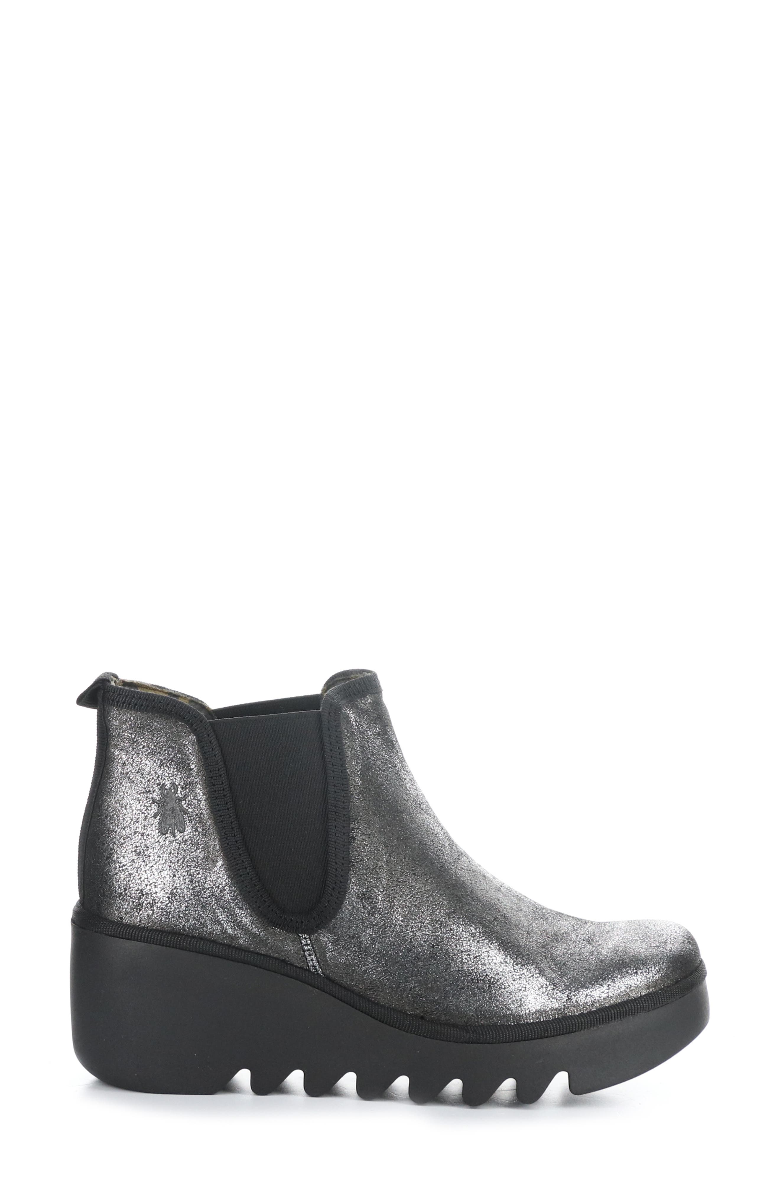 Fly London Byne Wedge Chelsea Boot, Alternate, color, 017 Silver Dk Flash