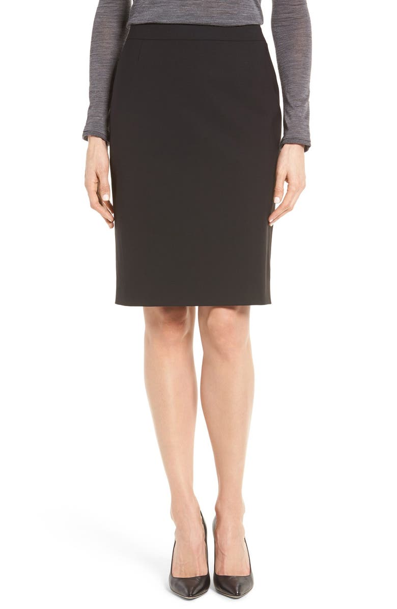 BOSS Vilea Tropical Stretch Wool Pencil Skirt, Main, color, Black