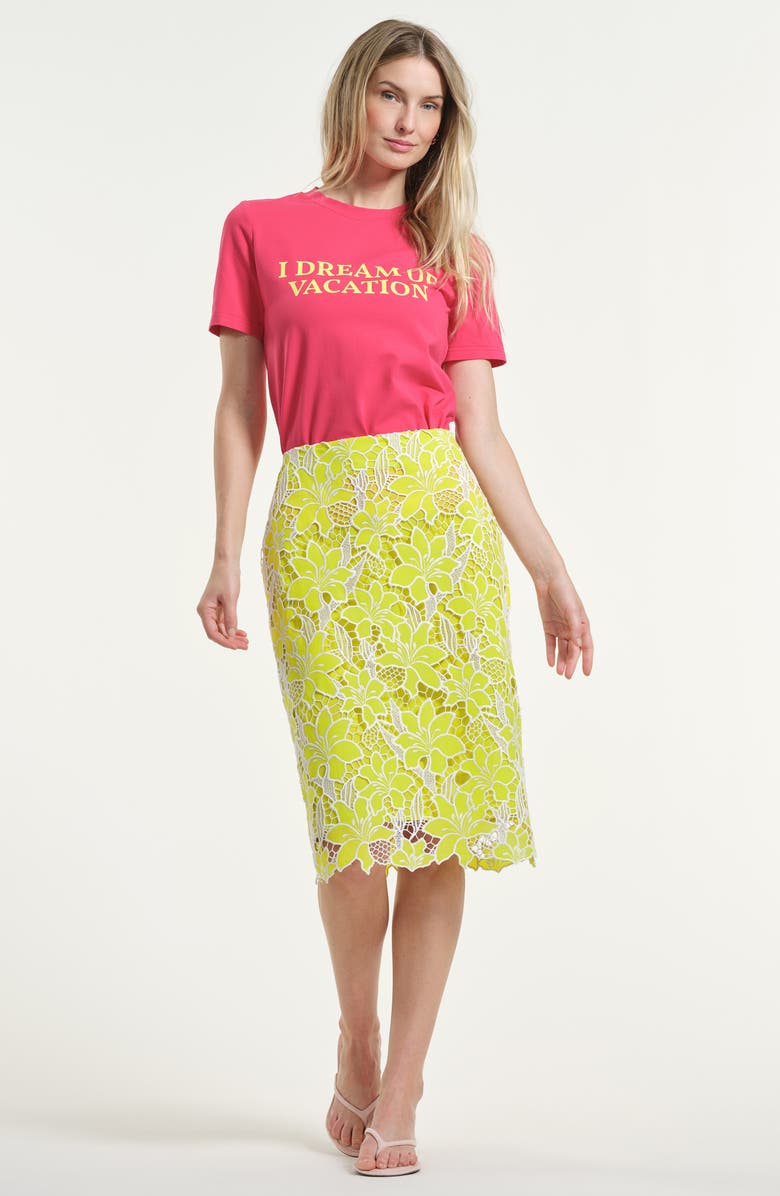 Isaac Mizrahi New York Floral Embroidered Eyelet Skirt, Alternate, color, Lime