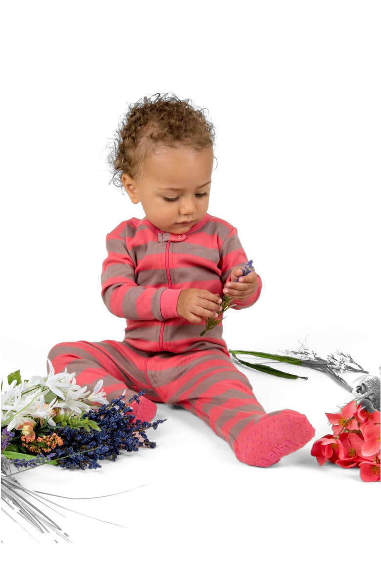 Leveret Footed Printed Cotton Pajamas, Solids, Stripes & Tie Dye, Alternate, color, Striped Rose & Antler