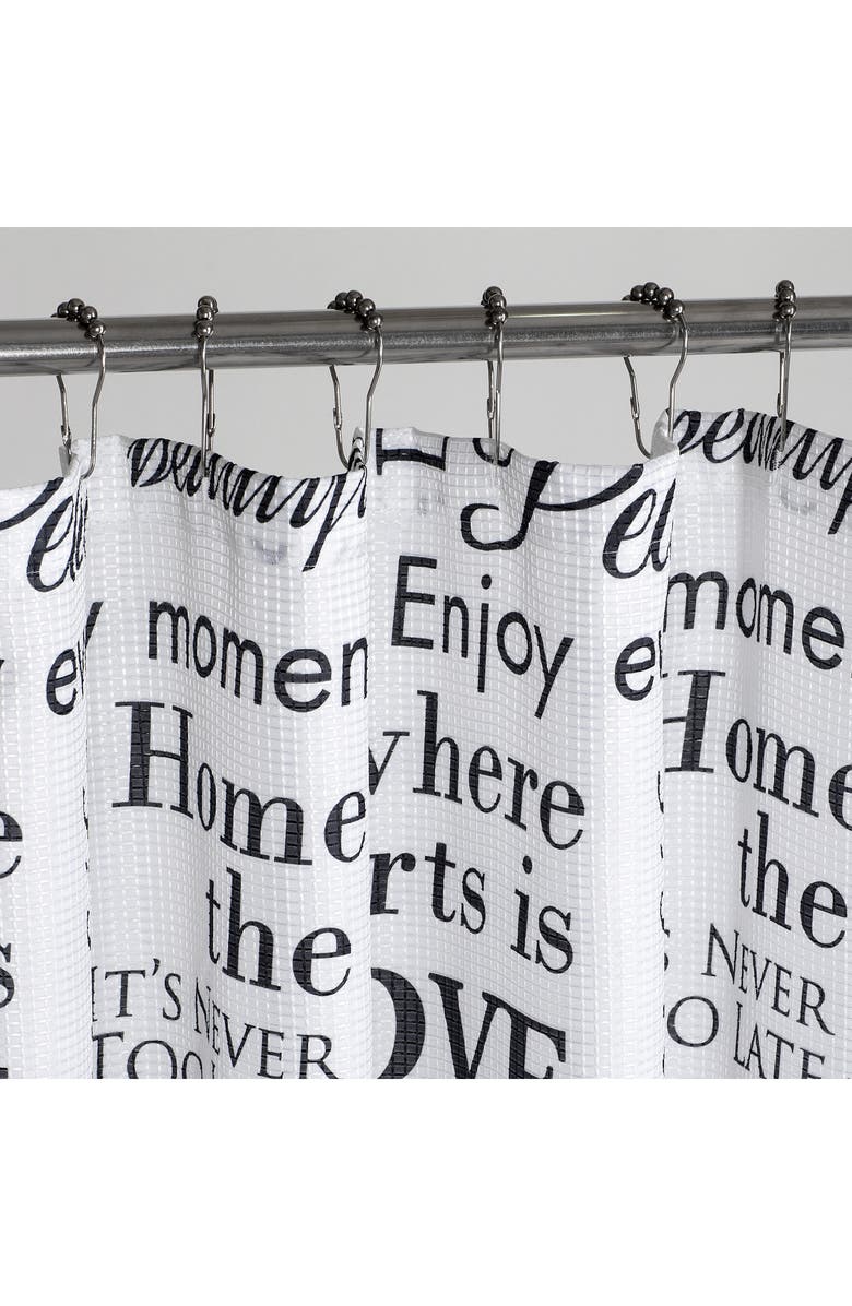 DAINTY HOME Love Phrases Textured Shower Curtain, Alternate, color, Black