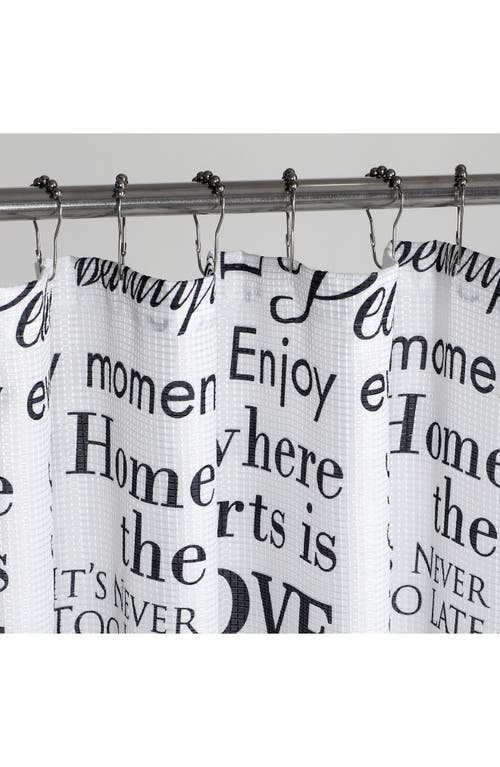 Dainty Home Love Phrases Textured Shower Curtain In White