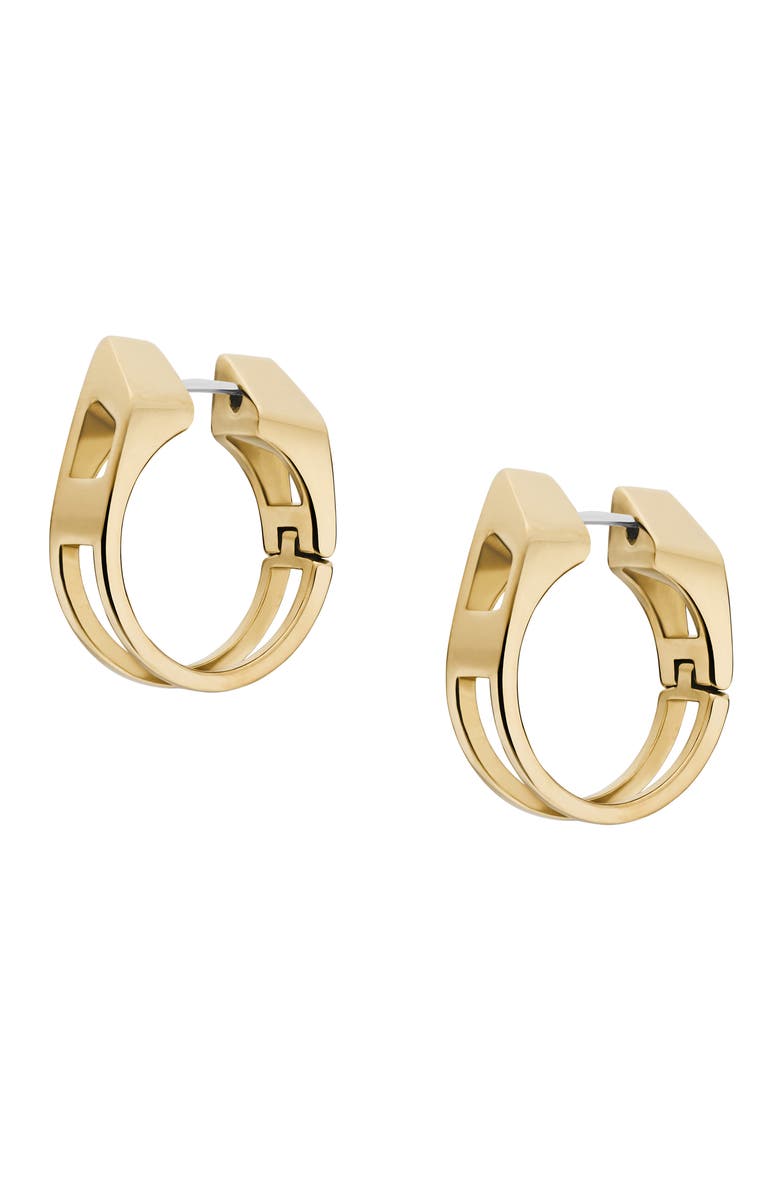 DIESEL<sup>®</sup> D Logo Hoop Earrings, Main, color, Gold