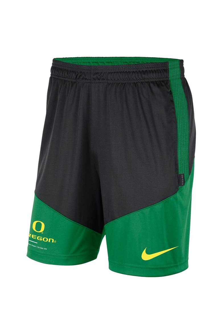 Men's Nike Black/Green Oregon Ducks Team Performance Knit Shorts, Alternate, color, Black
