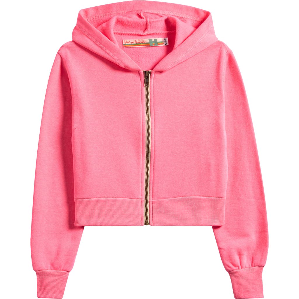 Vintage Havana Kids' Cropped Zip-up Hoodie In Pink