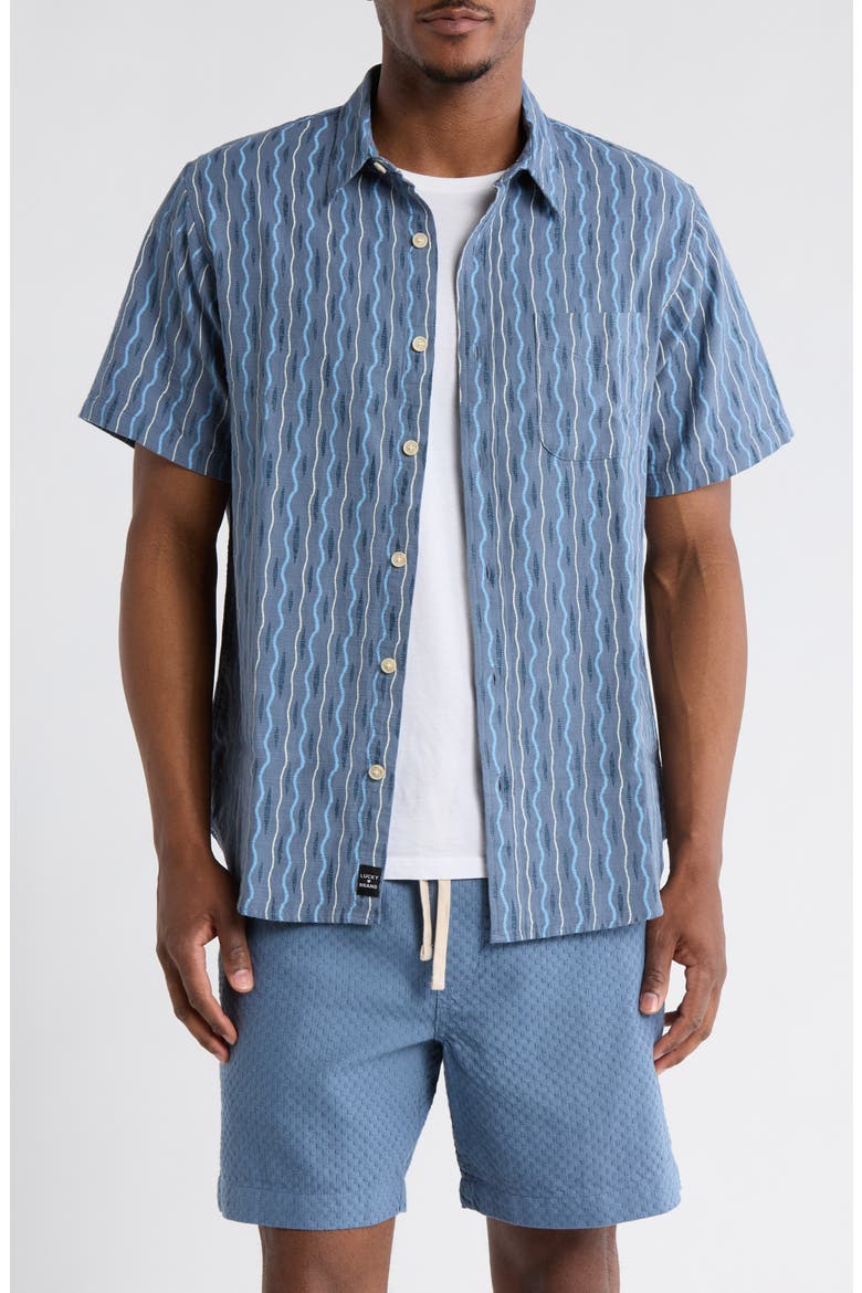 San Gabriel Cotton Button-Up Shirt, Main, color, BLUE PRINT