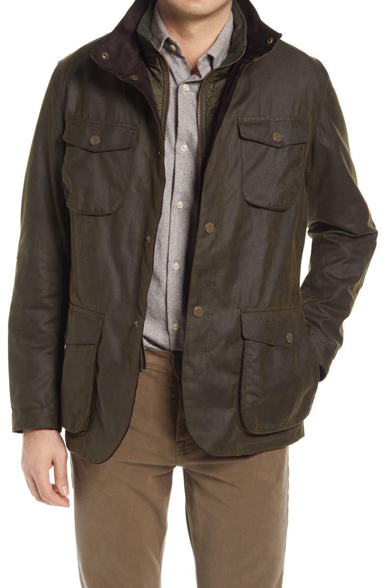 Barbour Ogston Waxed Cotton Jacket, Main, color,