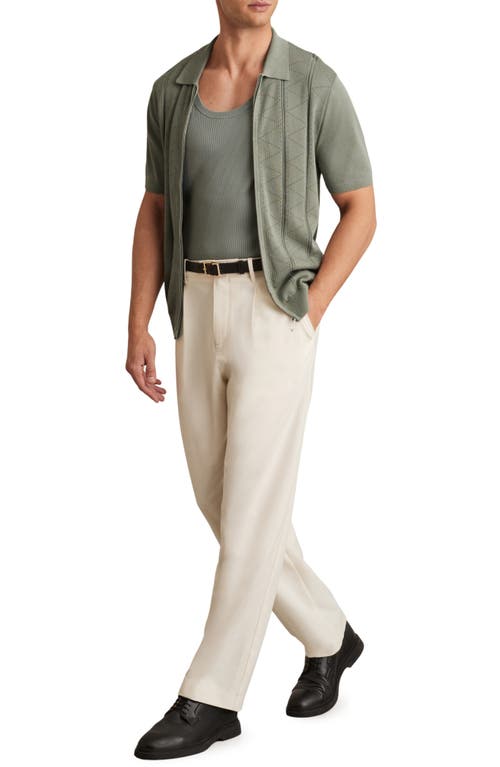 Reiss Mens Tay Pointelle-knit Modal And Cotton-blend Shirt Sage In Gray