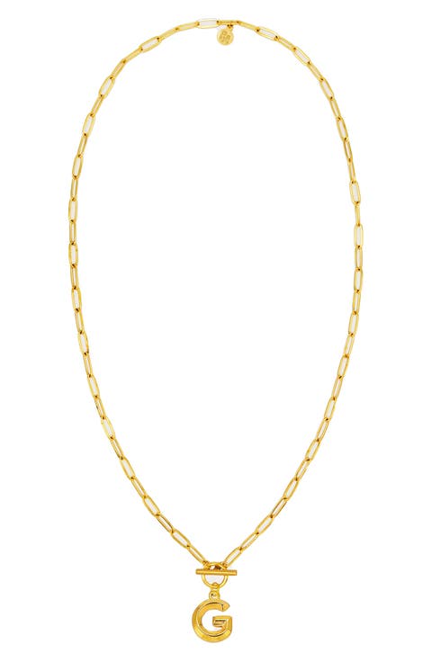 Paper Clip Initial Toggle Necklace