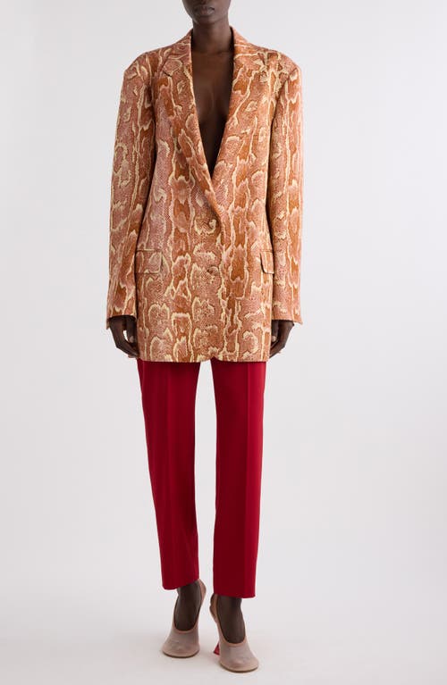Dries Van Noten Basti Snakeskin Print Single Breasted Blazer In Brique