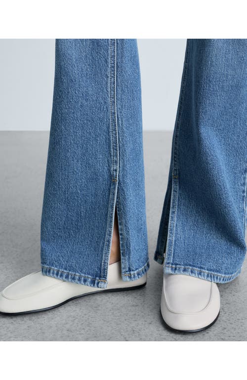 Shop Mango Elle Split Hem Flare Leg Jeans In Medium Blue