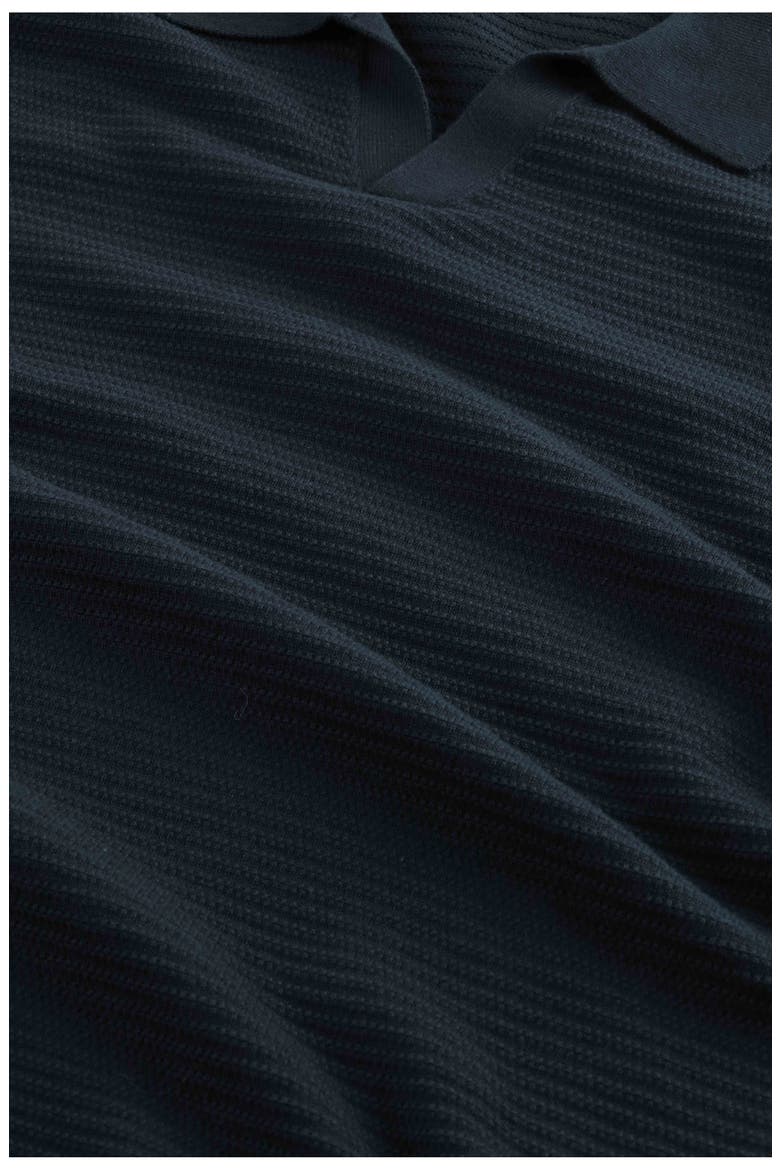 Paul 60019 Long Sleeve Ribbed Organic Cotton Polo Sweater, Alternate, color, DEEP NAVY