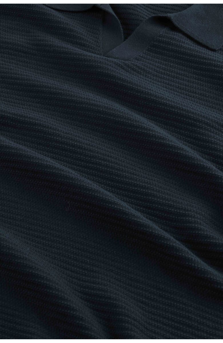 NN07 Paul 60019 Long Sleeve Ribbed Organic Cotton Polo Sweater, Alternate, color, Deep Navy