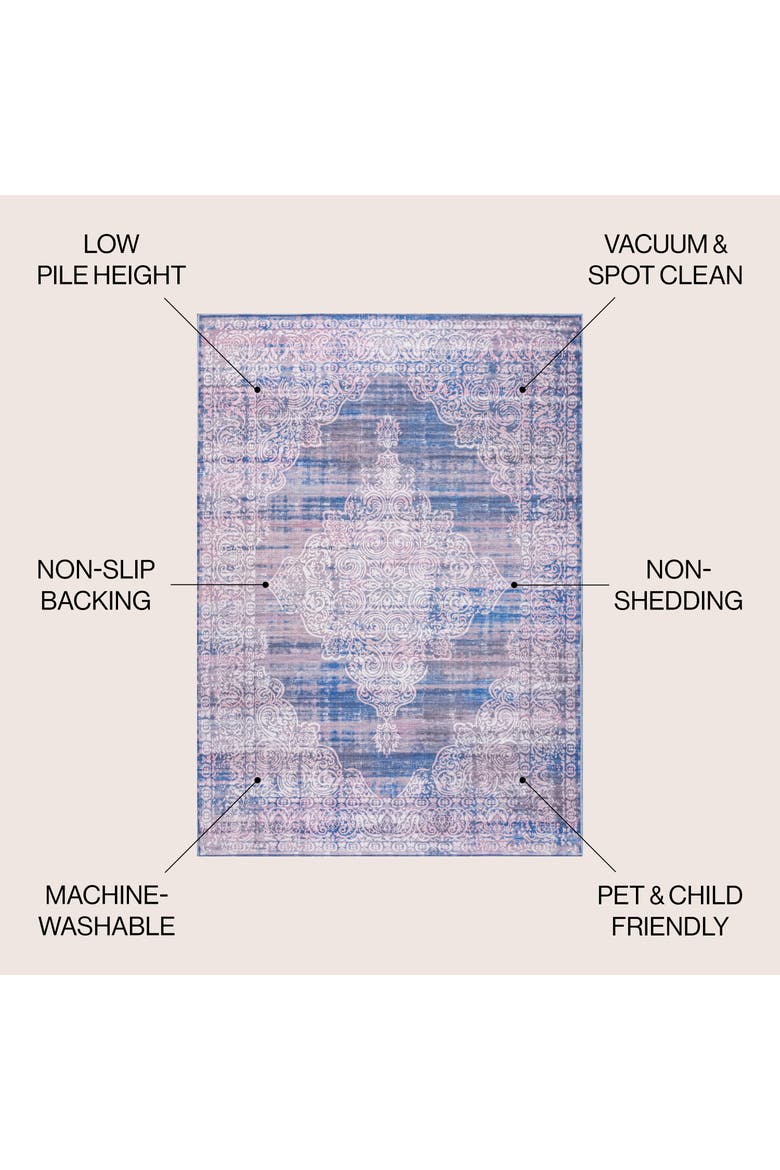 Regis Bohemian Medallion Machine-Washable Area Rug, Alternate, color, Blue